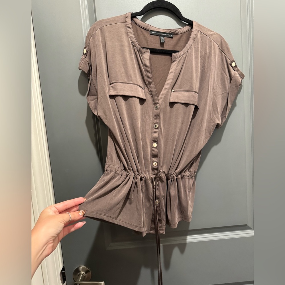 WHBM Utility Button-Down Blouse - Picture 3 of 7
